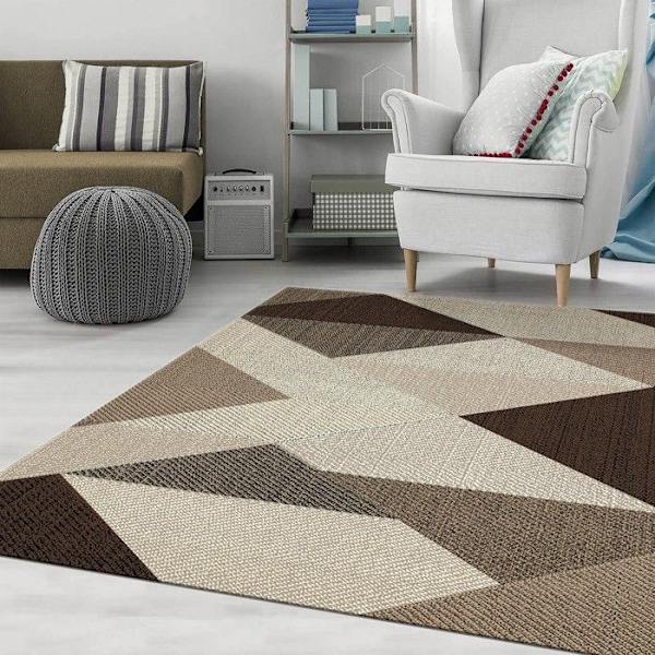 Teppe - MIRAN - Brun - 160x230 cm - Halkfri - Maskinvaskbar - Geometrisk