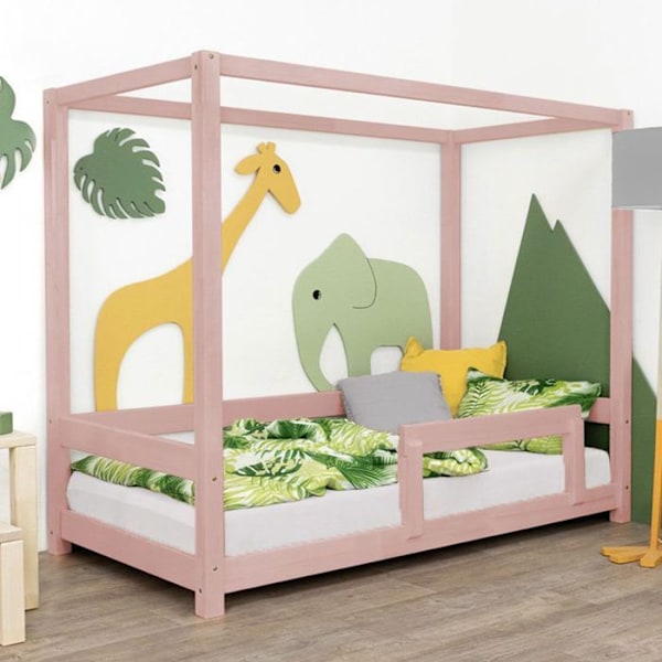 BUNKY barnhyttsäng 80 x 160 pastellrosa Rosa