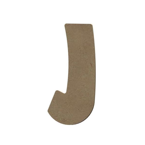 Stort J i MDF træ til dekoration - 8 cm brun