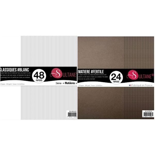 72 hvide + brune scrapbogspapirer - 300g/m² Vit