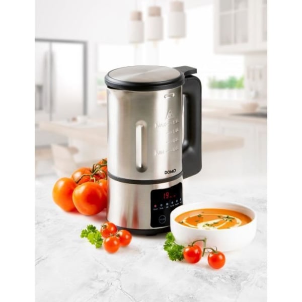 DOMO opvarmet blender - Rustfrit stål - 1,2 L - 6 programmer - 800 Watt - DO727BL