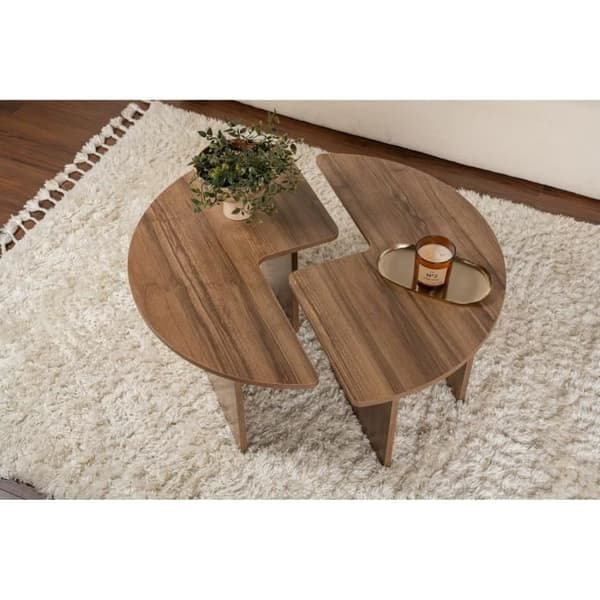 Låg bords - MOIRA - Rund - Valnöt - 90 x 90 x 41 cm Valnöt