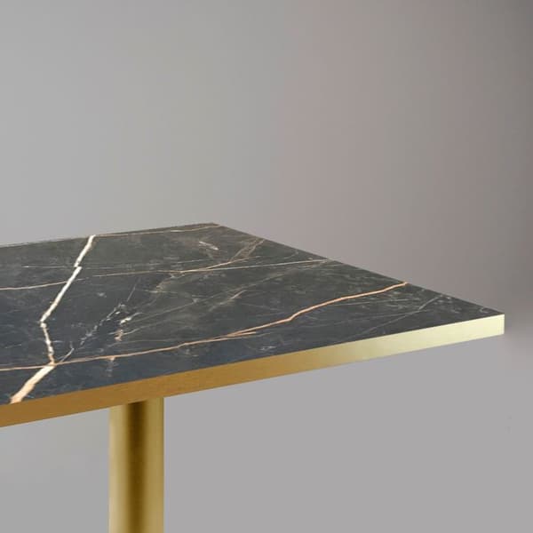Högt bord 60 x 60 cm Rom bistro marmor eld Svart