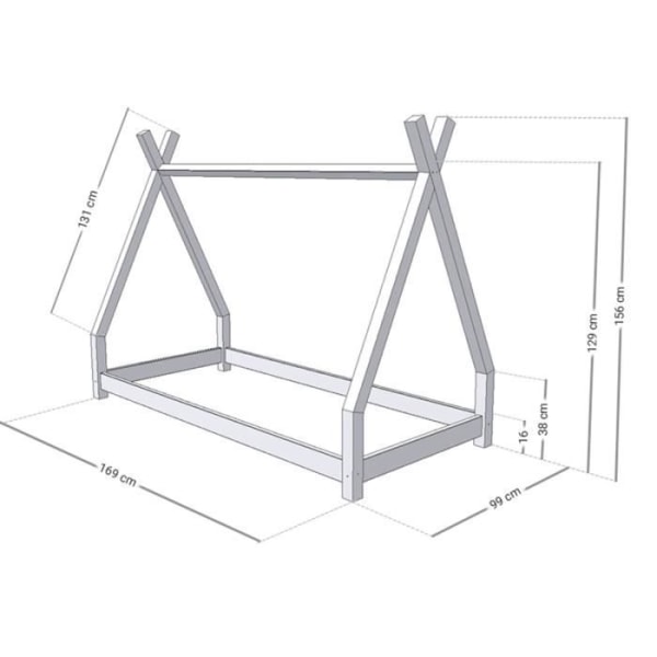 Tipi barnsäng - GENERISK - NAKANA - Spröjs - Barn - Massivt trä - Röd Röd