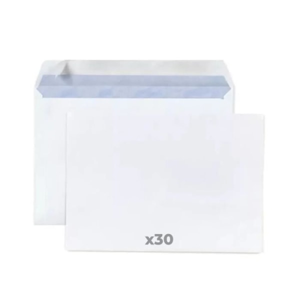 30 vita papperskuvert 80 g - 16,2 x 22,9 cm