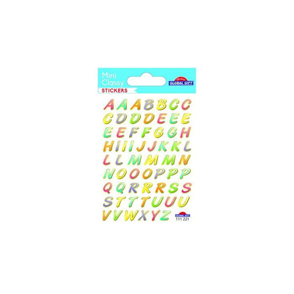 63 Stickers - Flerfärgat alfabet - Blank - 1,8 cm Flerfärgad