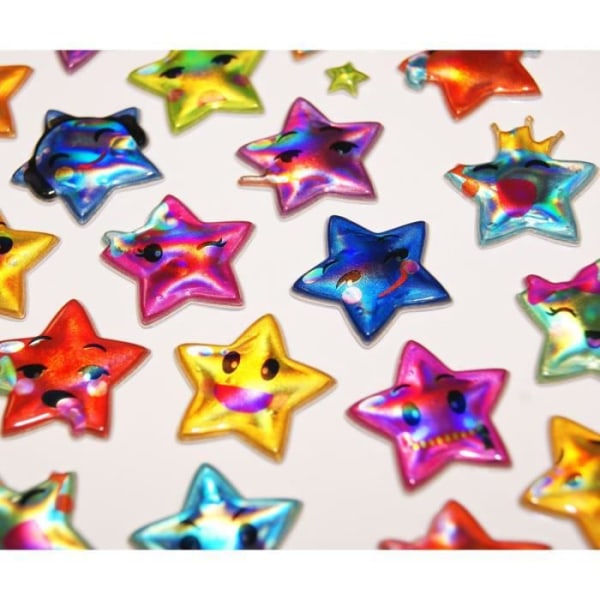 Återanvändbara klistermärken - 3D-relief - emoji-stjärnor - Tweeny - För barn från 5 år och uppåt
