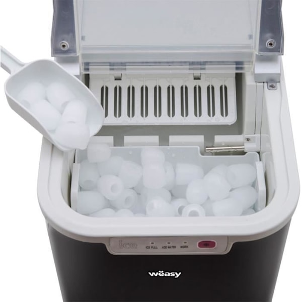 WEASY ismaskin - KW12 - Upp till 12 kg isbitar per dag - 7 till 12 minuters produktion - Svart Svart