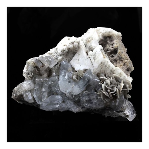 Stenar och mineraler. Gosenit, Moskovit, Albit. 1580,0 cent. Mt Xuebaoding, Sichuan, Kina.