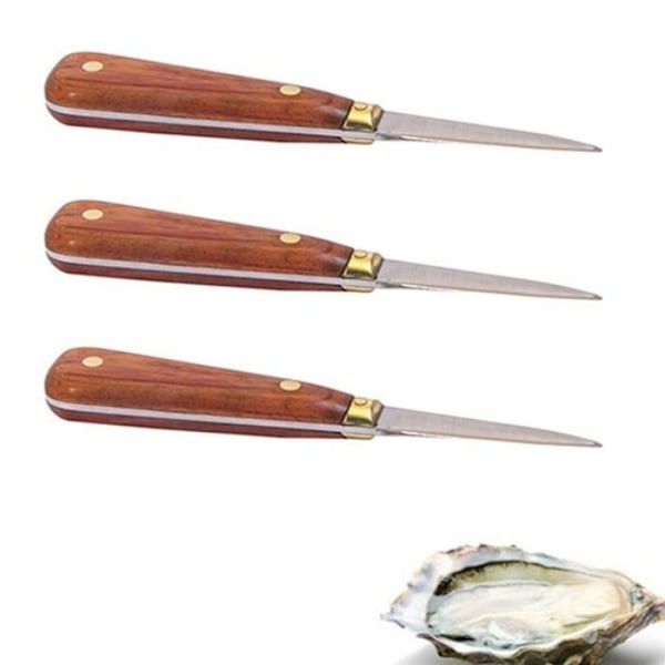 3 ostronlansetter med trähandtag 16 cm Trä och rostfritt stål