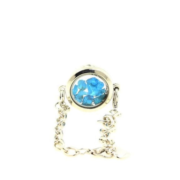 Armband i kristall - ABIJOUX - Medaljong 25 mm - Neonblå apatite - Rostfritt stål - Justerbar Silver