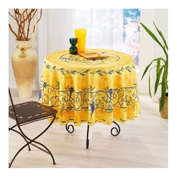 Rundduk - Provençale - Glycin - 100% Polyester - Gul - Fläckbeständig Gul