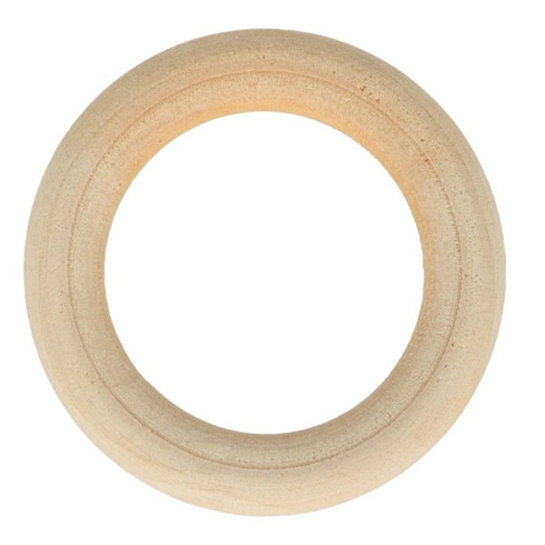 6 træ ringe 4 cm beige