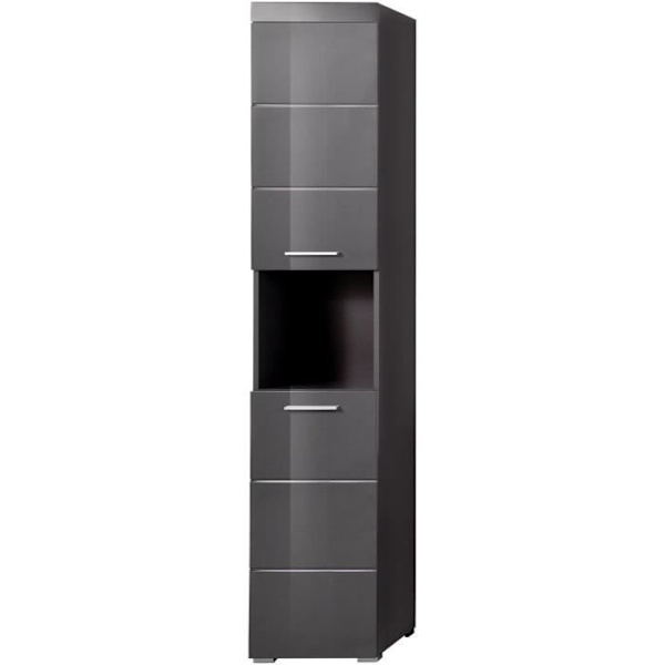 Badeværelsessøjle - 2 døre & 1 niche - Grå - L37 x D31 x H190 cm - AMANDA