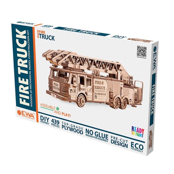 3D træmodel - Brandbil 37,8 cm Beige