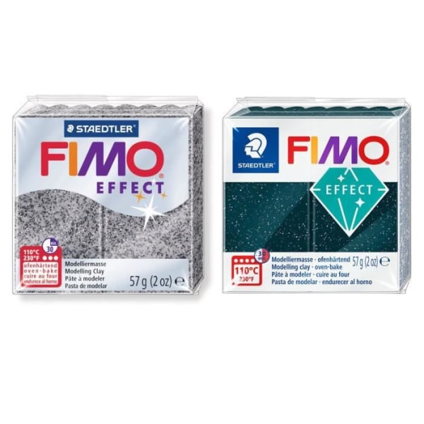FIMO lera - STAEDTLER - 2 Fimo Effect polymerleror 57g Sten - Grå - Steneffekt