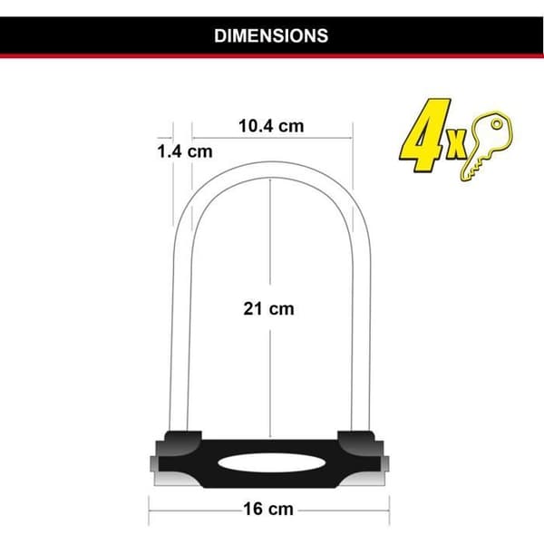 U Bike Lock - MASTER LOCK - 8279EURDPRO - Case-hærdet stål, nøgle, certificeret Sort