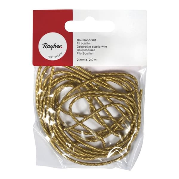 Fil bouillon, 2,0 mm ø, eller, 2,0 m guld-