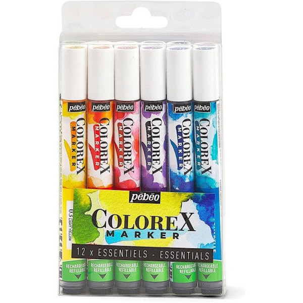Akvarellmarker - PEBEO - Colorex - 12 st - 12 olika färger - Blandat - Vuxen 12 olika färger