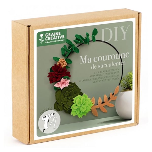 Graine Creative - DIY filtsæt - Min sukkulente krone - 20 cm Flerfärgad