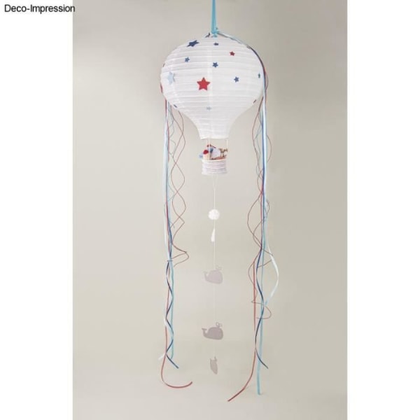 Varmluftballon papirlanterne, 30cm ø, hvid, 40cm, front metalramme, tbs 1 stk Vit