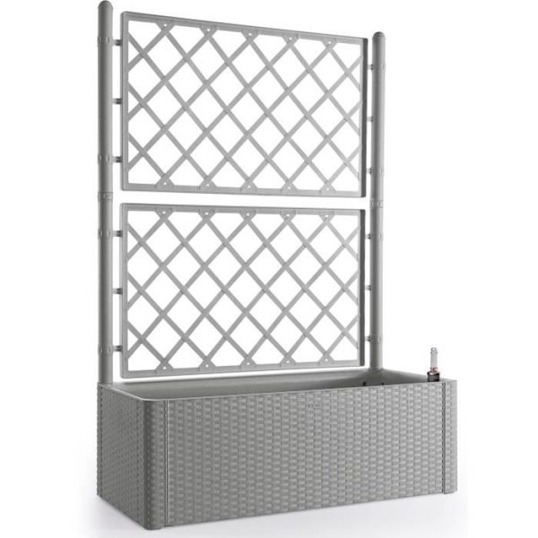 STEFANPLAST - Deluxe blomsterkasse - rektangulær med grå sten espalier - 100x43xh142cm Grå sten