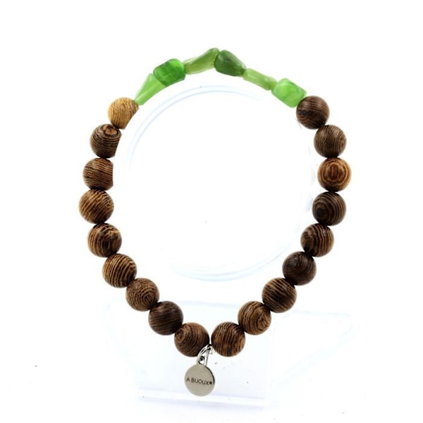 Korut - ABIJOUX - Siperiassa kivi-jade - Puupallot 8 mm - Pituus 19-20 cm - Sekajoukkue Grön