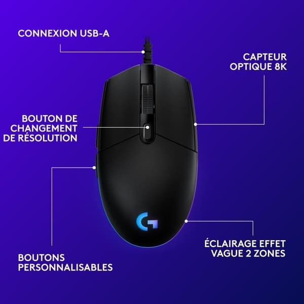 Gamingmus - Trådad - Logitech G - G203 - Svart