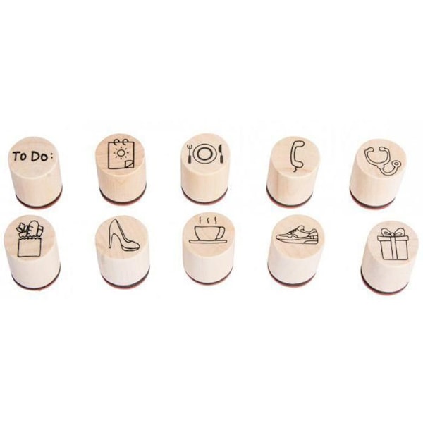 Mini-tampons i træ - RAYHER - Ø 2 cm - 10 stk. i pakke - Blandet - Voksen