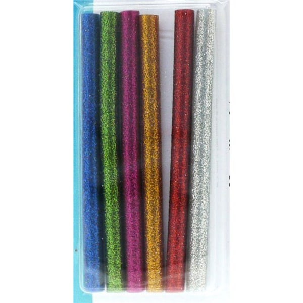 24 limpistolpåfyllningar 7 mm - glitter Röd, grå, rosa, gul, grön, blå