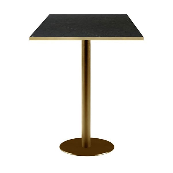 Barbord 60 x 60 cm Rom bistro sort sten Svart