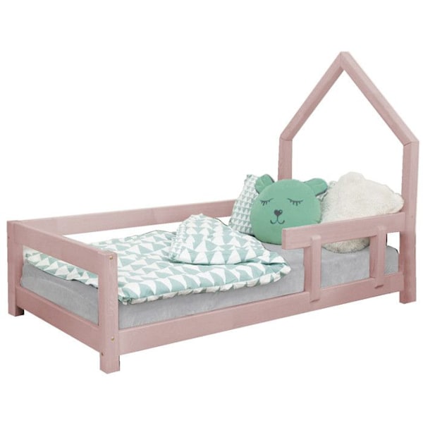 Lit cabane enfant POPPI 80 x 160 vaaleanpunainen 1 Rosa
