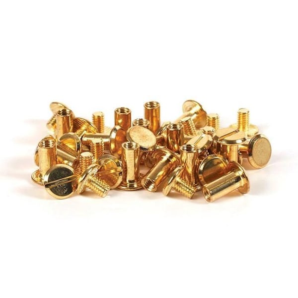 Chicago Screw Fasteners - Umærket - 20 styk - Metal - Lædereffekt - Til Læder og Polymer Clay gyllene