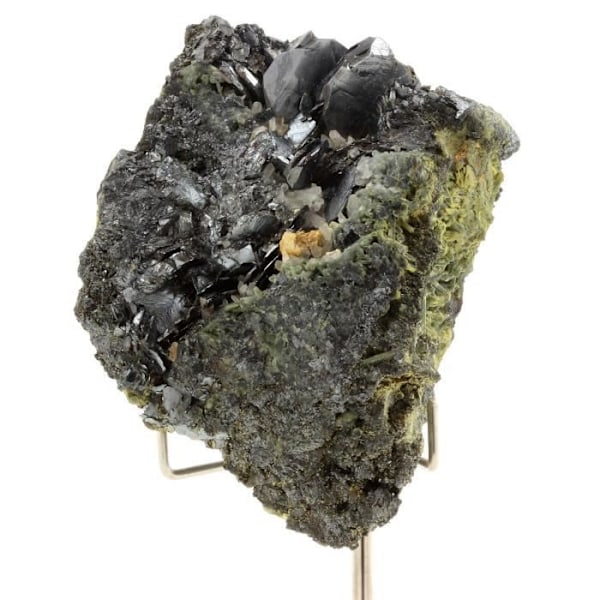 Sten og mineraler. Hæmatit + Quartz Prase. 1292,0 øre. Rio Marina, Elba, Italien.