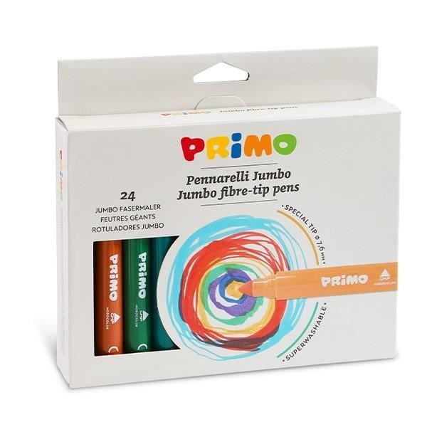 Filtpenne - PRIMO - Jumbo - 24 stykker - Fiberspids - Flerfarvet - Blandet Flerfärgad