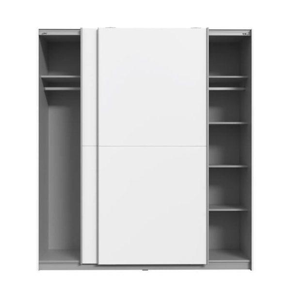 Garderobe med 2 skydelåger - Spånplade - Hvid - L 170,3 x D 61,2 x H 190,5 cm - ULOS Vit