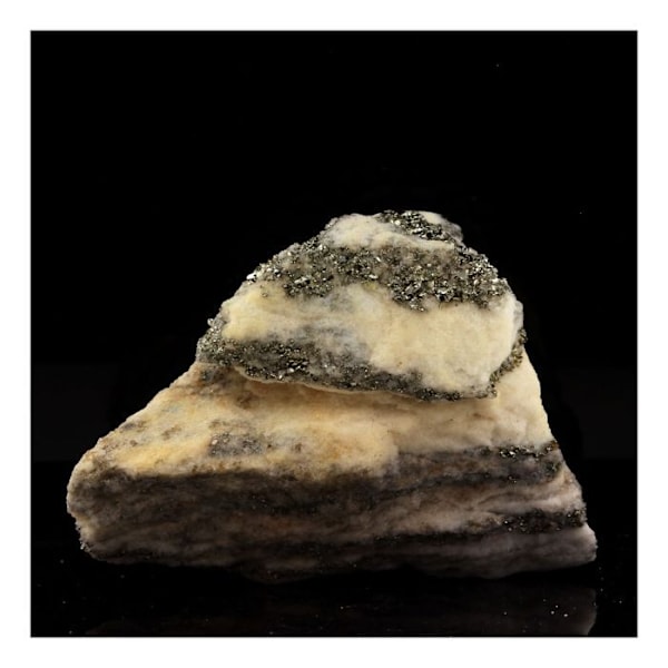 Sten og mineraler. Pyrit + dolomit. 477,00 øre. Binntal, Schweiz.