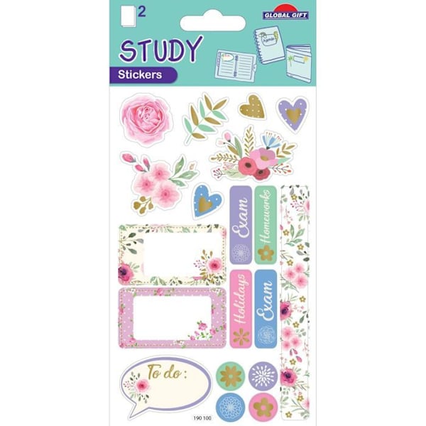 20 Tarroka ja etiketti - Bullet journal ja Agendan - Romanttinen - Kultaukset Flerfärgad
