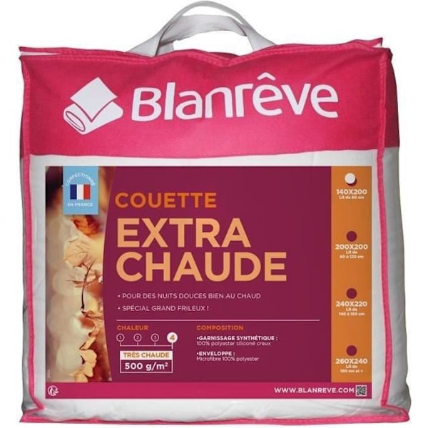 BLANREVE Extra varm mikrofiber-täcke - 140 x 200 cm - Vit