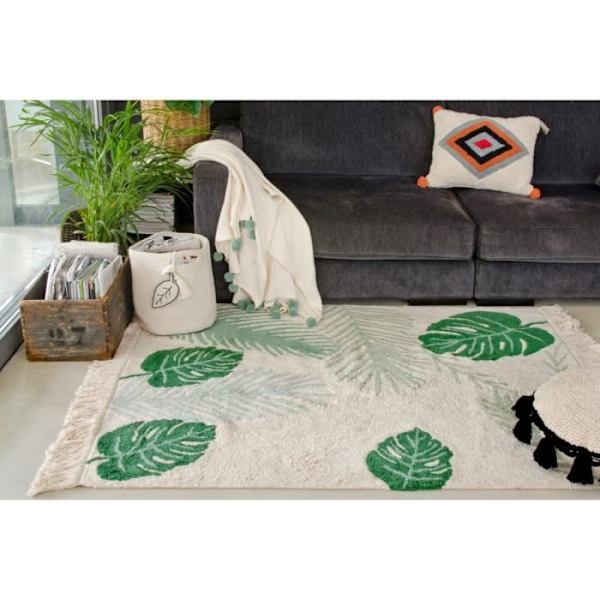 DELADECO - Lorena Canals Tropical Maskintvättbar Kort lugg Grön matta - 140x200cm - Grön