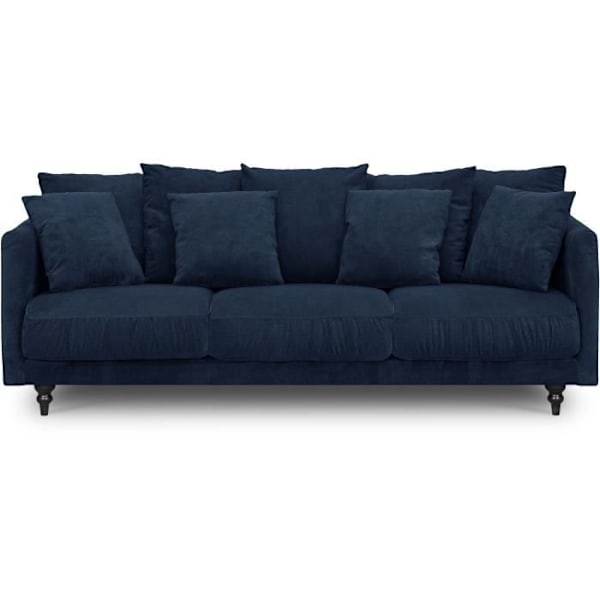 4-sits fast rak soffa - Blått tyg - Klassisk - L 212 x D 93 cm - CONSTANCE