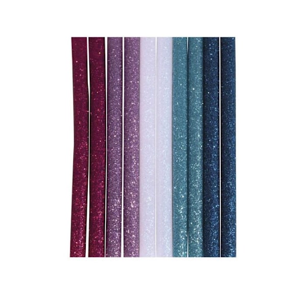 10 Glitter-liimapuikkoa liimapistooliin 10 x 0,7 cm - Sini-violetti Flerfärgad
