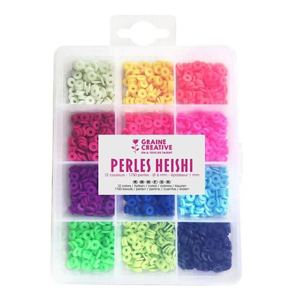 6800 Heishi-pärlor - 12 neonfärger Flerfärgad