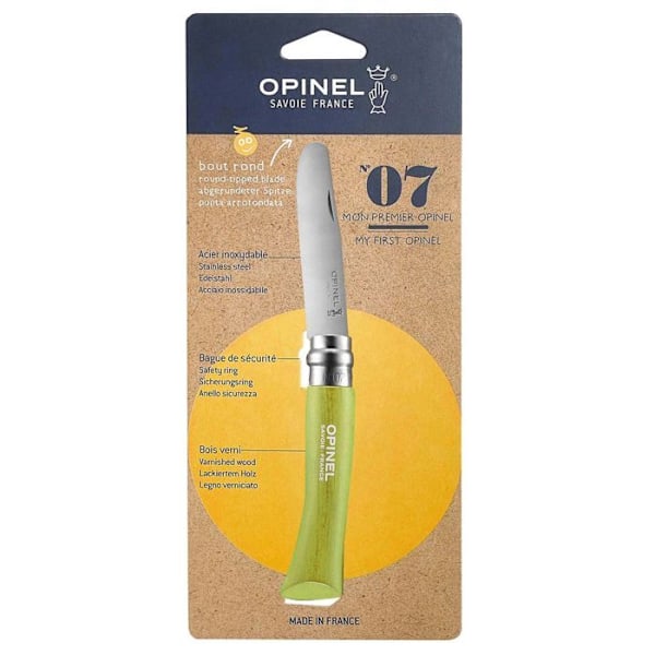Lommekniv - Opinel - N°7 - Klinge i rustfrit stål 8 cm - Greb i bøgetræ 10 cm - Børnesikkerhed Grön