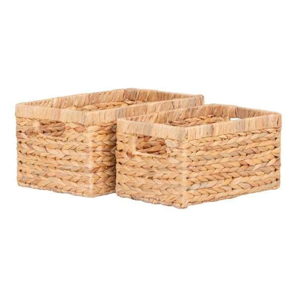 2 rektangulära vattenhyacintkorgar Beige