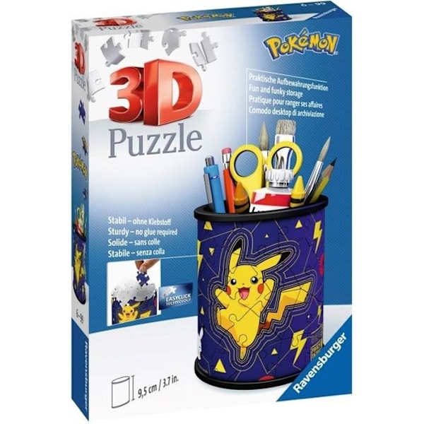 Ravensburger Pokémon 3D Puzzle blyantpotte - 54 stykker - Limfri - Fra 6 år og opefter Flerfärgad