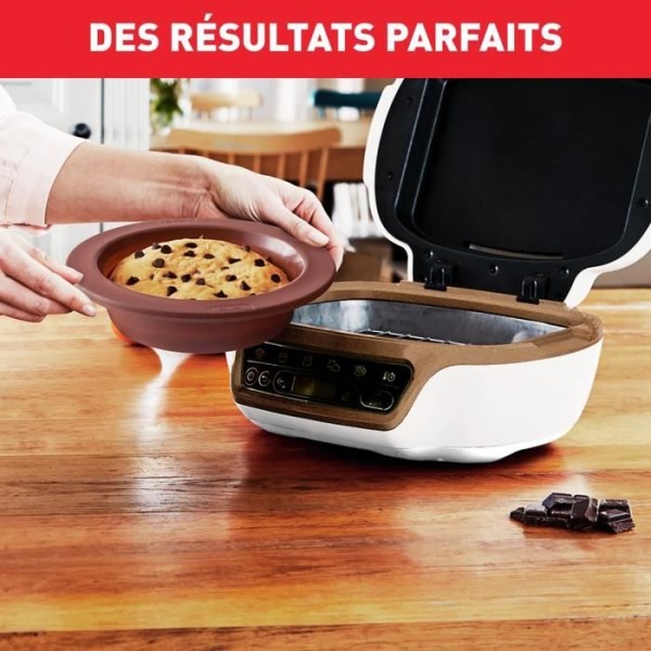 TEFAL Intelligent kakmaskin, 5 program, Manuellt läge, Flexibla formar, Stor belagd stålform, Cake Factory + vit och brun