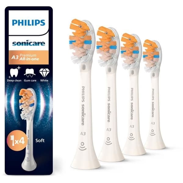 4 kpl hammasharjan päät - PHILIPS - HX9094/87 - A3 valkoinen Vit