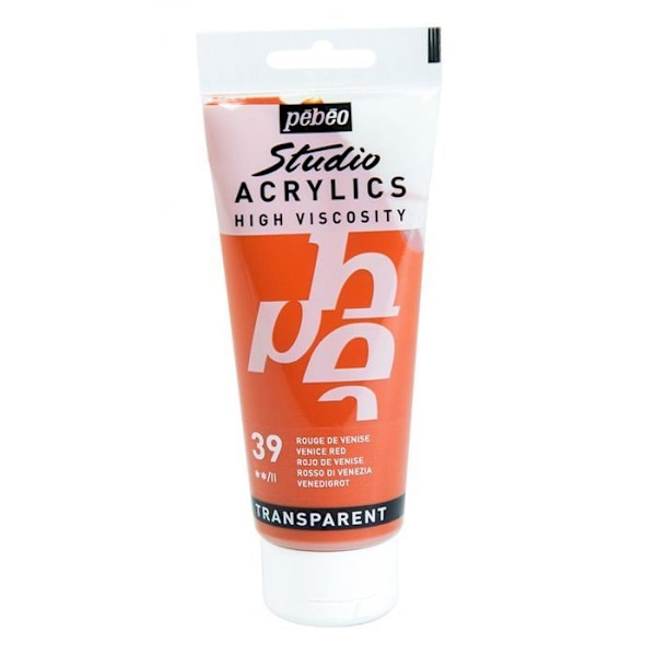Akryylimaali - Pébéo - Studio Akryyli - Venetsian punainen - 100 ml - Satiini Venedig Röd, Turkosblå