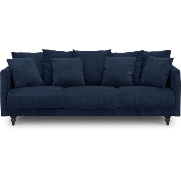 4-sits fast rak soffa - Blått tyg - Klassisk - L 212 x D 93 cm - CONSTANCE